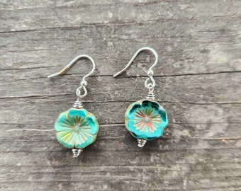 Czech glass flower earrings