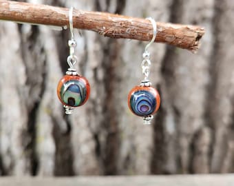 Abalone Inlaid Wood Earrings