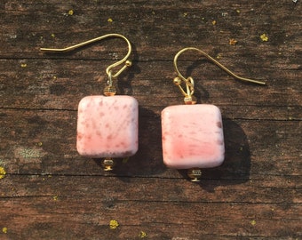 Ceramic square bead earrings