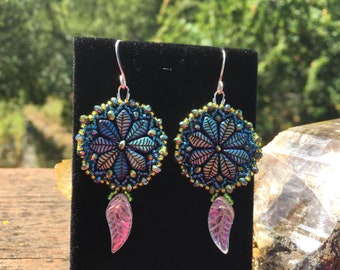 Czech glass lacy kite earrings