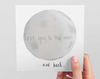 I Love You to the Moon and Back Square Greeting Card - Birthday, Anniversary, Christmas, Valentines for Boyfriend, Girlfriend, Partner