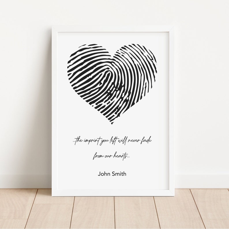 Personalised Fingerprint Keepsake Memorial Unique and Lasting Memory Print NO FRAME image 2