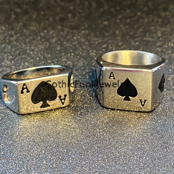 Ace of Spades Ring-Poker Ring-Playing Card Ring-Streetwear Ring-Signet Ring-Card Ring-Gifts for Men-Black Jack Ring-Casino Ring-Black Jack