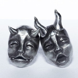 Medieval Gothic Mask Stud Earrings- Theatre Lover Jewelry-Punk Vintage Minimalistic Studs-Weird Earrings-Gothic Jewelry-Cool Earrings-Quirky