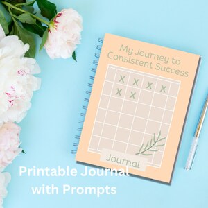 Diario imprimible para el éxito constante, diario con indicaciones, descarga instantánea, tamaños carta de EE. UU., A4, Happy Planner, diseño minimalista, PDF