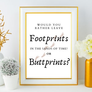 Footprints in the Sand decor, digital print, humorous sign, gift for co-worker, motivational, home decor, wall art, funny dorm decor