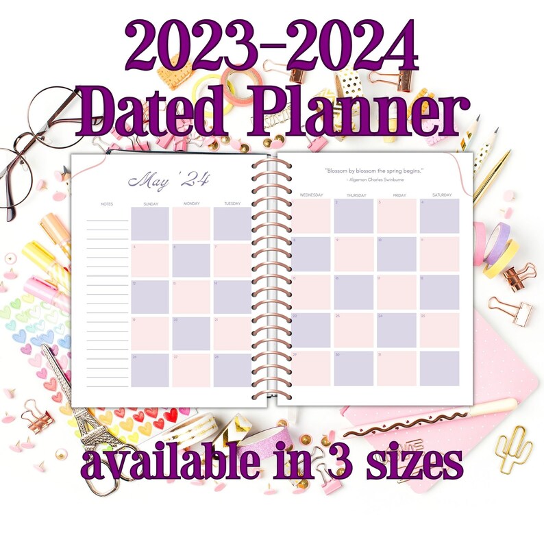 2023-2024 Printable Dated Monthly Planner, 2 Pages per Month Planner ...