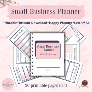 Planificador de pequeñas empresas imprimible, rastreador de ventas para pequeñas empresas, tienda de Etsy, actividad secundaria, finanzas, ventas diarias, planes trimestrales, ventas semanales