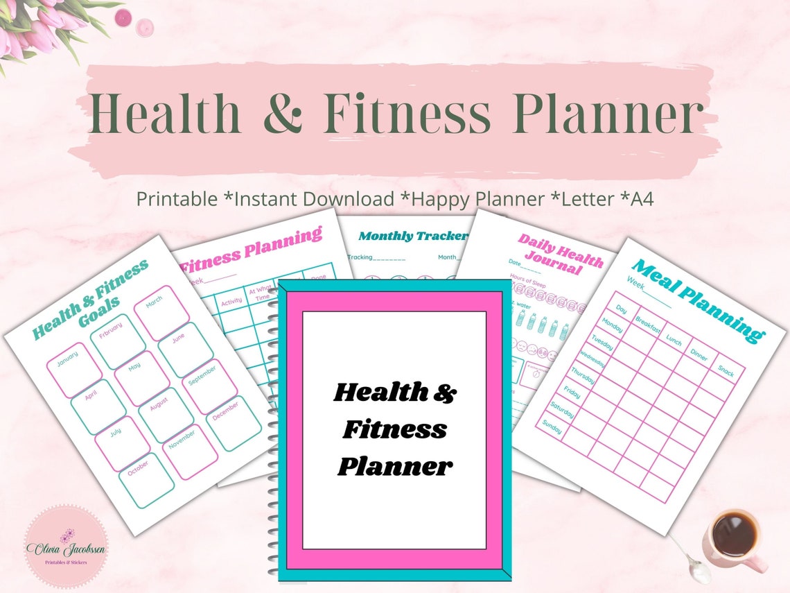 Health and Fitness Planner Printable Big and Classic Happy - Etsy