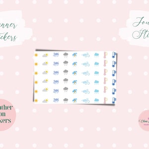 Weather icon planner stickers, bujo weather stickers, journal weather icons, functional planner stickers, mini weather stickers, 54 stickers