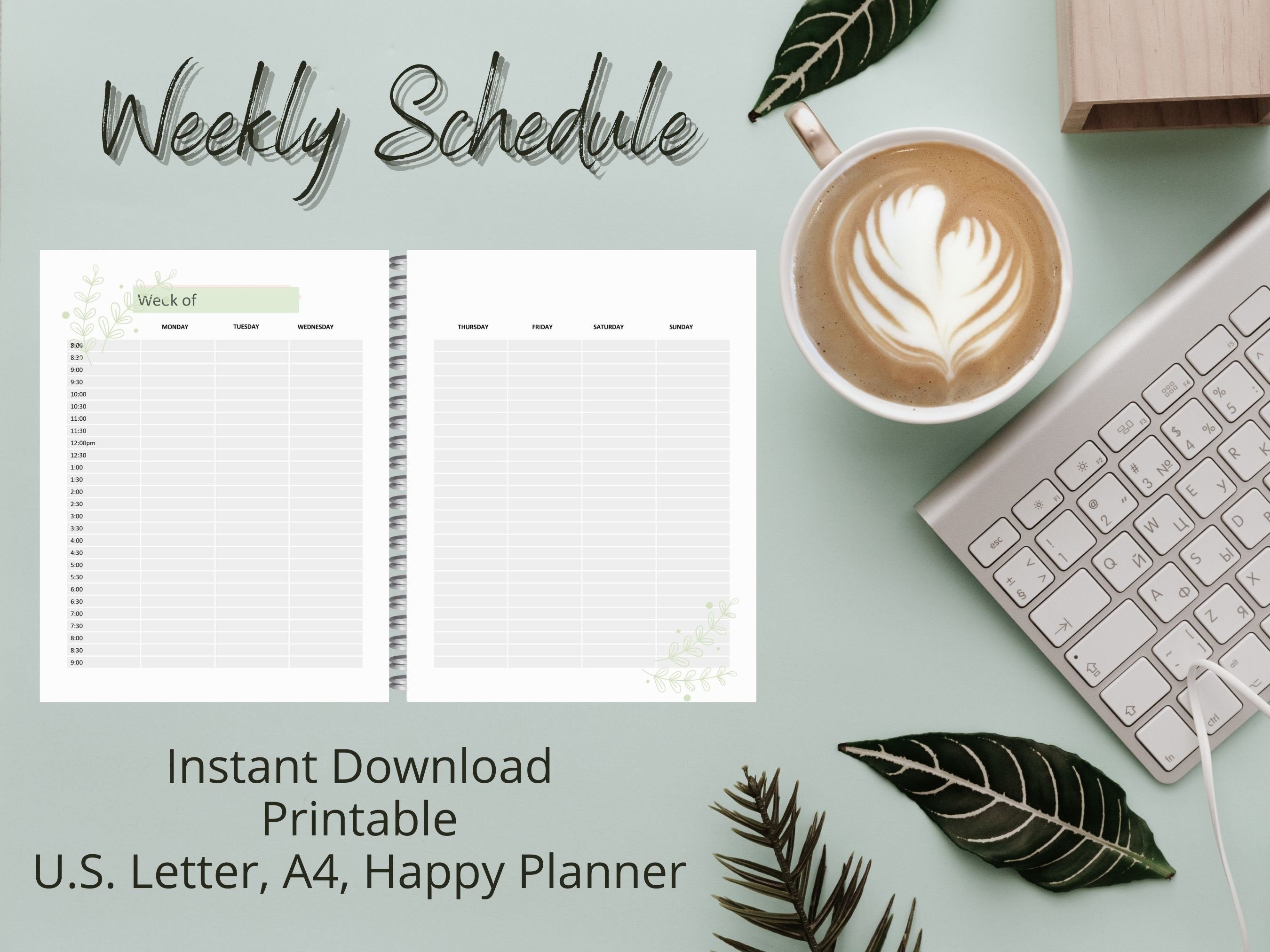 Printable Planner, Monthly, Weekly, Daily, Hourly Schedule, Projects ...
