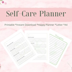 Printable Self Care Planner, undated monthly calendars, monthly self care goals, goals for mind, body, spirit, journal pages, daily actions image 4