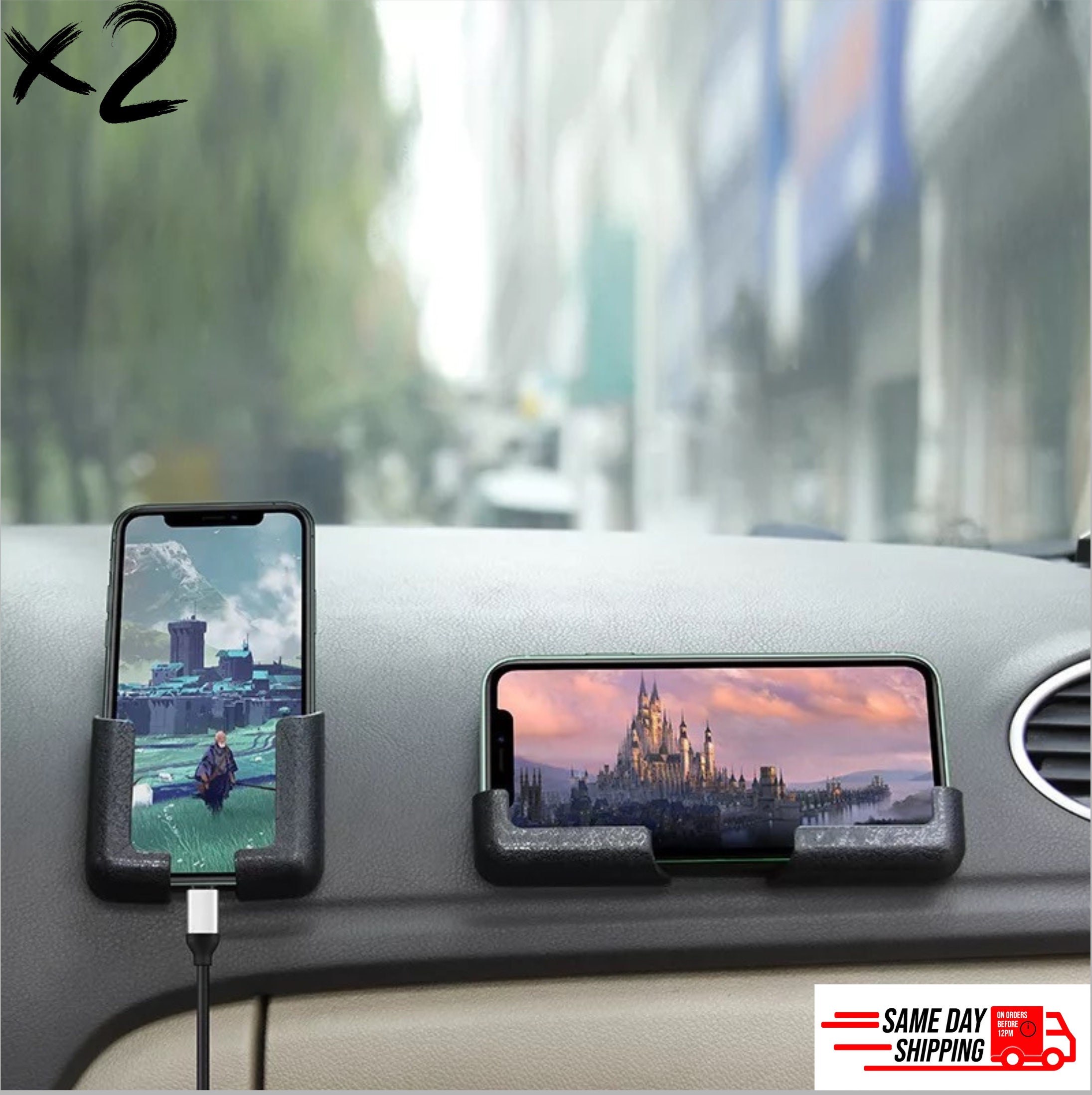 Universal Phone Holder Car with Dashboard Stand - Gravity Smartphone Holder  Silver