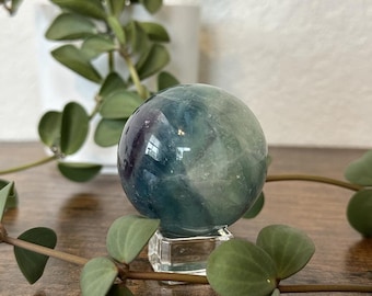 Natural Green, Blue and Purple Fluorite Sphere
