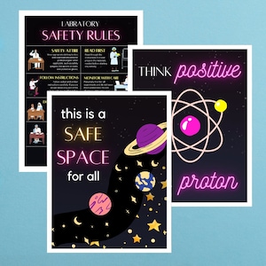 Space Themed Science Classroom Posters Lab Safety Biology Chemistry Physics Earth Equity Diversity Safe Space Digital Dowload