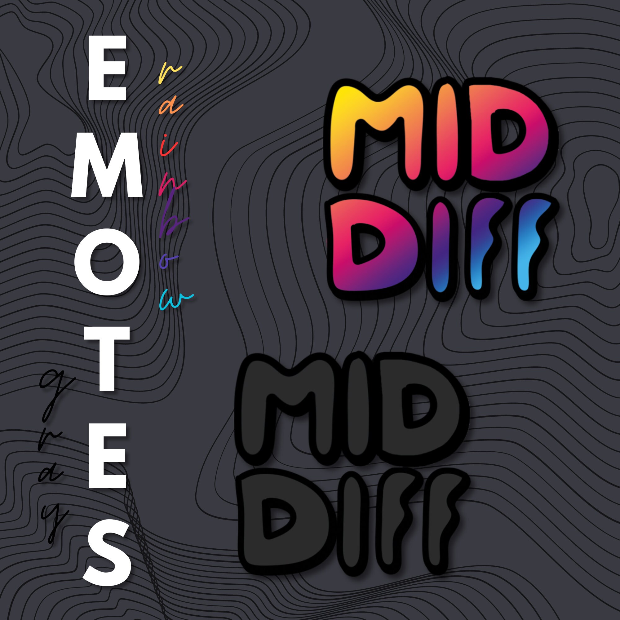 2 Mid Diff Emotes Rainbow & Gray Etsy UK