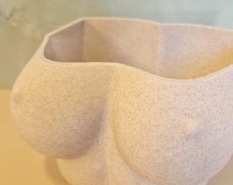 3D Printed Bust Planter: Desert Sand Sculptural Vase