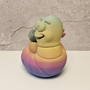 3D Printed Worm Planter, Colorful Gradient PLA Succulent Pot, Whimsical Desk Decor image 7