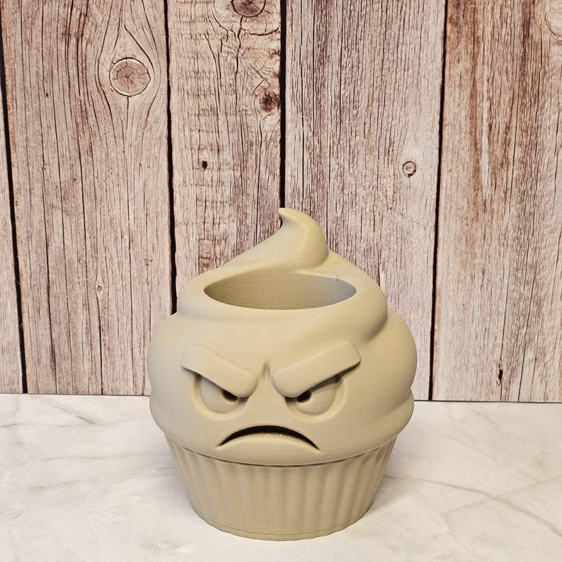 DIY Angry Cupcake Planter Kit: 3D Printed Sculpture, Paint-it-yourself ...