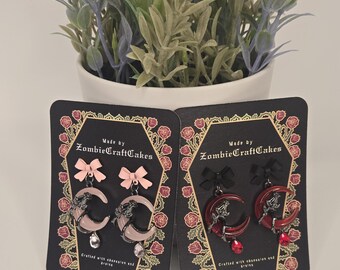 Gothic Crescent Moon Gem Earrings | Dangle Jewelry