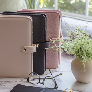 A5 6 Ring Planner Cover Luxury A5 Agenda 6-Ring Refillable Binder A5 6 Ring Planner Desk Agenda Organizer A5 Pebbled Vegan Leather