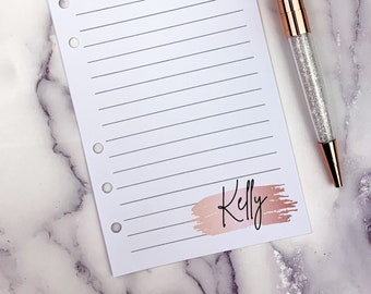 PRINTED Personal Planner Inserts | Personalized Lined Paper, Notes Pages | Refill Paper | Personal Inserts | Monogrammed Inserts