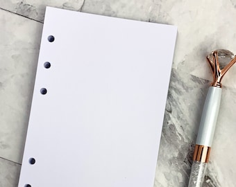 Papier vierge format personnel | Recharge de papier format personnel | encarts pour agendas personnels | Papier format personnel 120 g/m² | Papier perforé à 6 anneaux