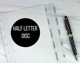 Half Letter Disc Dividers | Monthly Dividers | Disc Bound Dividers | Frosted Dividers | Luxe | Planner Accessories