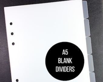 A5 Blank Side Tab Planner Dividers 6 Tab Frosted A5 Dividers 6 Ring | Planner Insert | A5 Divider | Luxe | Planner Accessories