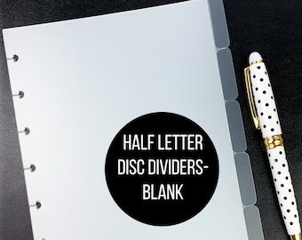 Half Letter Disc Dividers Blank 6 Tab Frosted Divider Junior Disc Planner Insert Luxe Planner Accessories