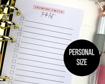 Printed Personal Size Inserts | Personalized To Do List Planner Pages | To Do List | Refill Inserts | Personal Size Planner Inserts