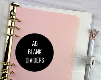 Pink A5 Blank Tab Planner Dividers 6 Tab 6 Ring Planner Insert Pink A5 Divider Plastic Divider Planner Accessories