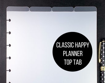 Top Tab Classic Happy Planner Dividers | Set of Four | Happy Planner Dividers | Blank Dividers | Disc Bound Dividers | Frosted