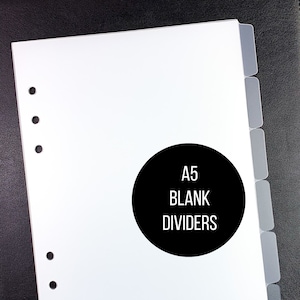 A5 Blank Side Tab Planner Dividers 6 Tab Frosted A5 Dividers 6 Ring | Planner Insert | A5 Divider | Luxe | Planner Accessories