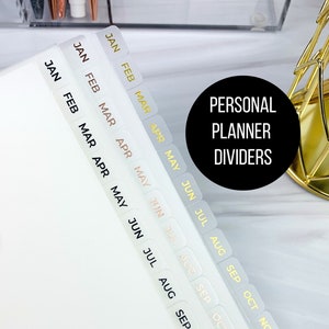 Personal Size Planner Dividers | Monthly Planner Dividers | Gold Foil, Rose Gold Foil Dividers MM Dividers | Luxe | Planner Accessories