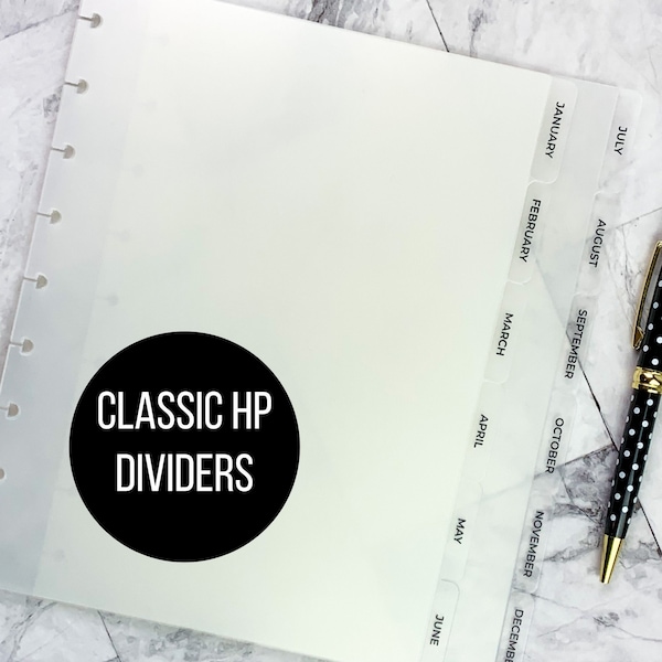 Classic Happy Planner Dividers | Monthly Dividers | Frosted, Disc Bound Dividers, Planner Accessories | Classic, BIG Happy, Half Letter Disc