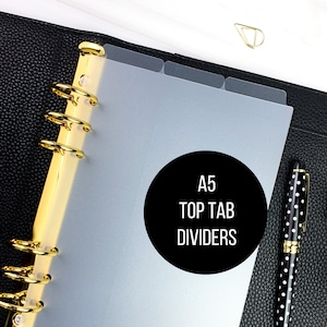 A5 Top Tab Planner Dividers | 3 Tab | Frosted A5 Divider | 6 Ring | Planner Insert | A5 Divider | Luxe | Planner Accessories