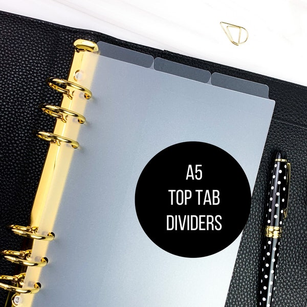 A5 Top Tab Planner Dividers | 3 Tab | Frosted A5 Divider | 6 Ring | Planner Insert | A5 Divider | Luxe | Planner Accessories