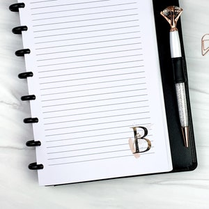 Half Letter Disc Inserts Monogrammed with Initial Lined Notes Junior Disc Bound Inserts