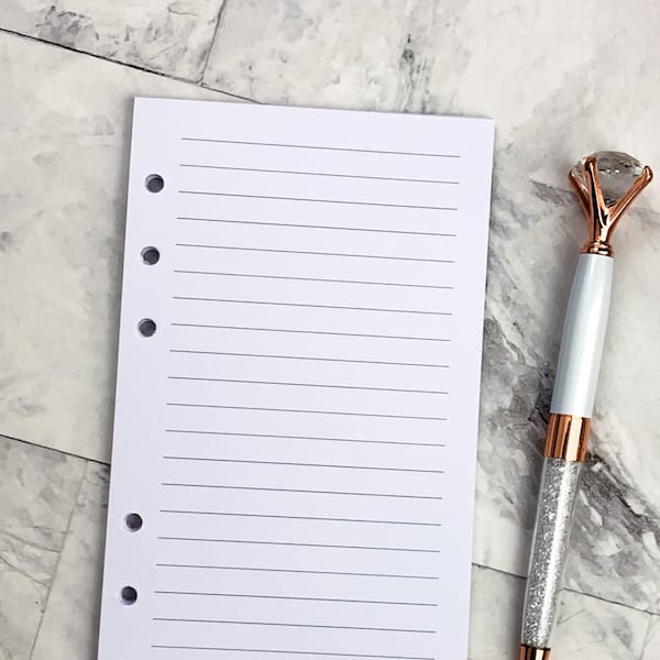 Printed Personal Size Lined Paper, Personal Size Refill Paper | Inserts for Personal Planners | Personal Size Note Inserts | Lined Inserts