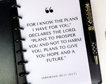 Half Letter Planner Dashboard Scripture Dashboard Jeremiah 29:11 Faith Planner Dashboard Junior Disc Dashboard