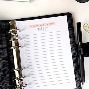 Personal Wide To Do List Personalized Inserts Planner Pages Personal Wide To Do List  Personal Wide 6-Ring Inserts