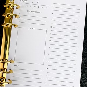A5 Daily Inserts UNDATED Day on One Page A5 DO1P A5 Daily Productivity ...