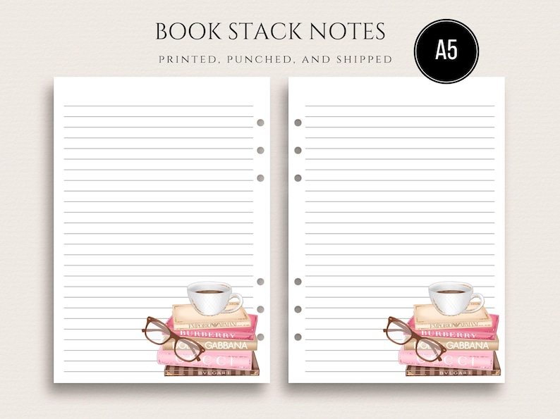Printed A5 Planner Inserts for GM Agenda A5 Refill Paper Inserts for A5 Planners A5 Notes Inserts A5 Planner Deco Inserts Book Stack image 1