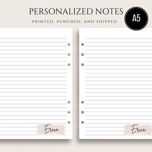 Personalized A5 Planner Inserts Printed A5 Lined Paper A5 Notes Pages A5 Refill Printed Inserts for A5 Planners