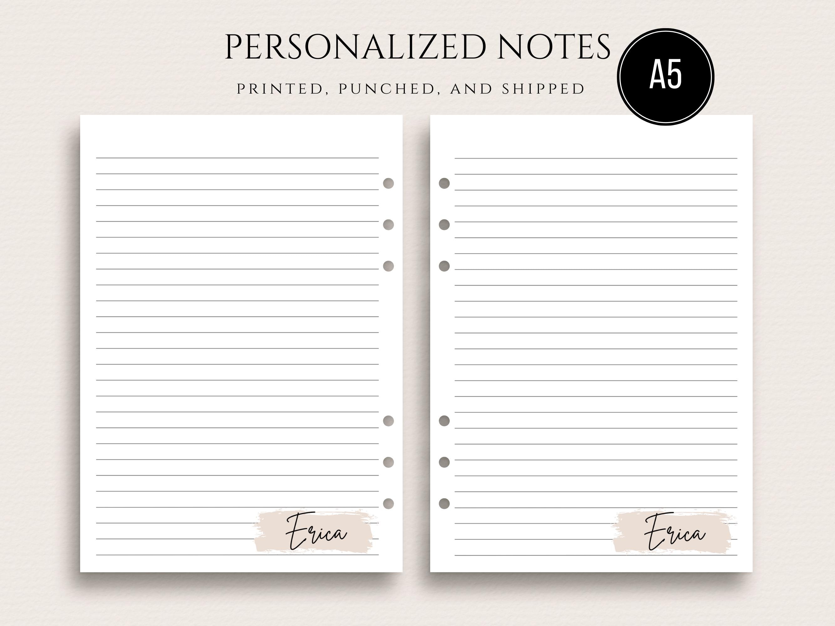 Personalized A5 Planner Inserts Printed A5 Lined Paper A5 Notes Pages ...