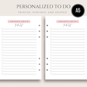 Personalized A5 To Do List Inserts GM Agenda Planner Pages A5 To Do List for 6-Ring Planner