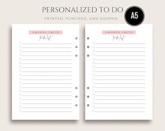 Personalized A5 To Do List Inserts GM Agenda Planner Pages A5 To Do List for 6-Ring Planner
