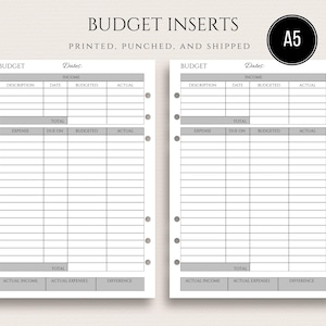 A5 Budget Inserts Budget Worksheets for A5 Planner Printed Inserts Budget Planner Inserts Budget Inserts for GM Agenda