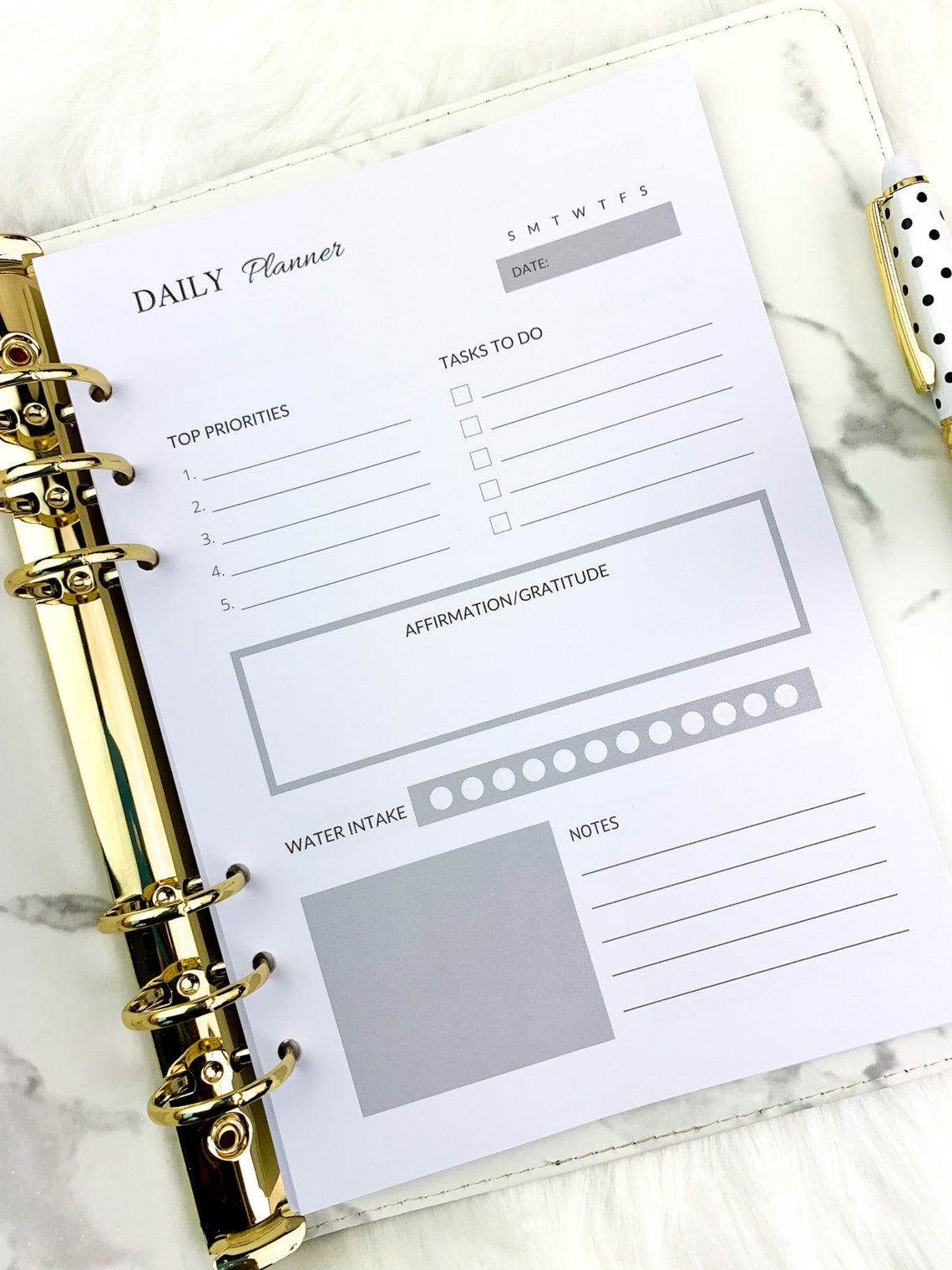 PRINTED A5 Insert A5 Planner Inserts Undated Day on One Etsy